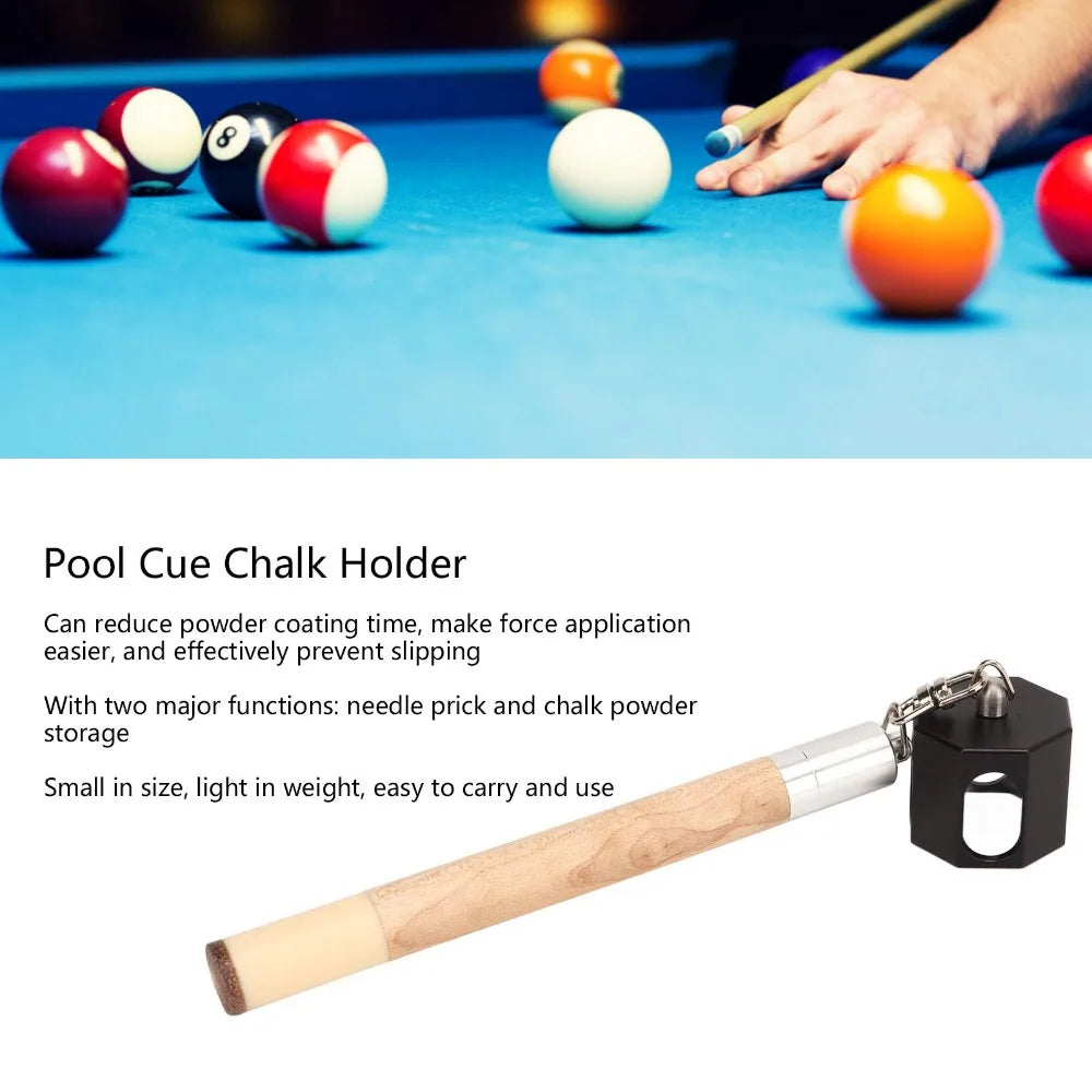 2-in-1 Pool Cue Chalk Holder & Tip Pricker – Wood & Metal Billiard Chalk Holder Nixie
