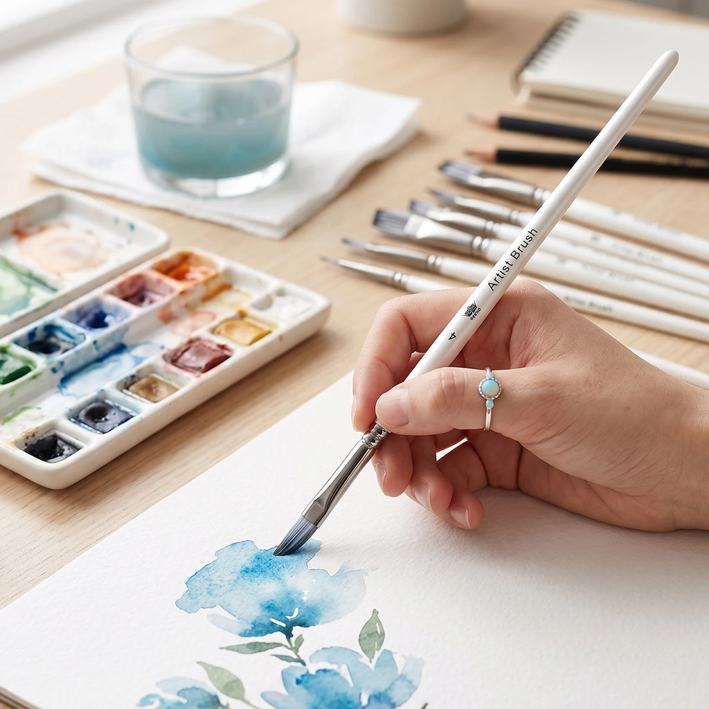 10-Piece Paint Brush Set – Watercolor, Acrylic & Oil Art Brushes Artist Paint Brushes Nixie
