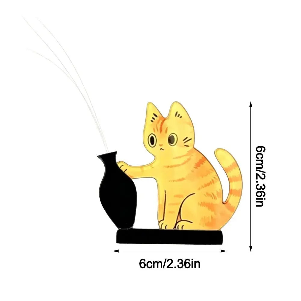 Acrylic Cartoon Cat Magnetic Fridge Sticker & Mini Vase Decor Fridge Magnet Decor Nixie