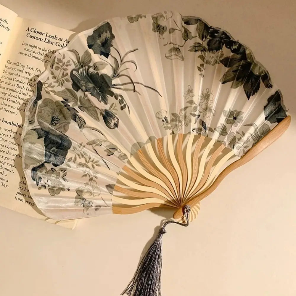 Vintage Chinese Japanese Folding Fan – Colorful Silk & Plastic