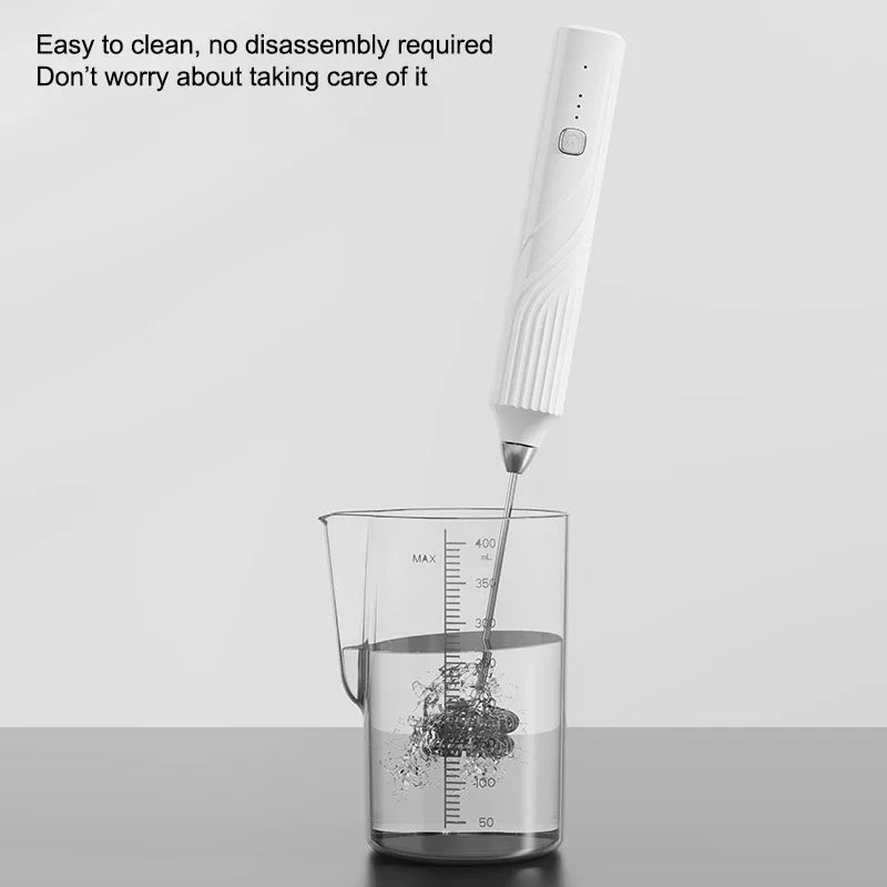 Electric Milk Frother Handheld USB Rechargeable Coffee Whisk