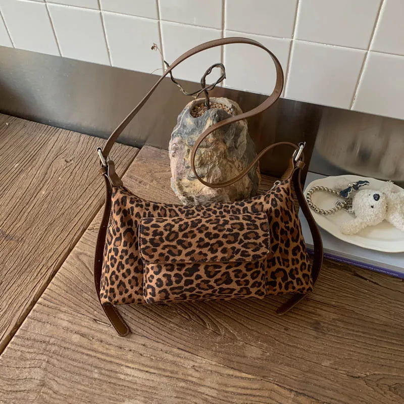 Women's Multi-Layer Crossbody Bag – Lightweight Pillow Shoulder Bag Crossbody Shoulder Bag Nixie BB-601-Leopard Extra Large