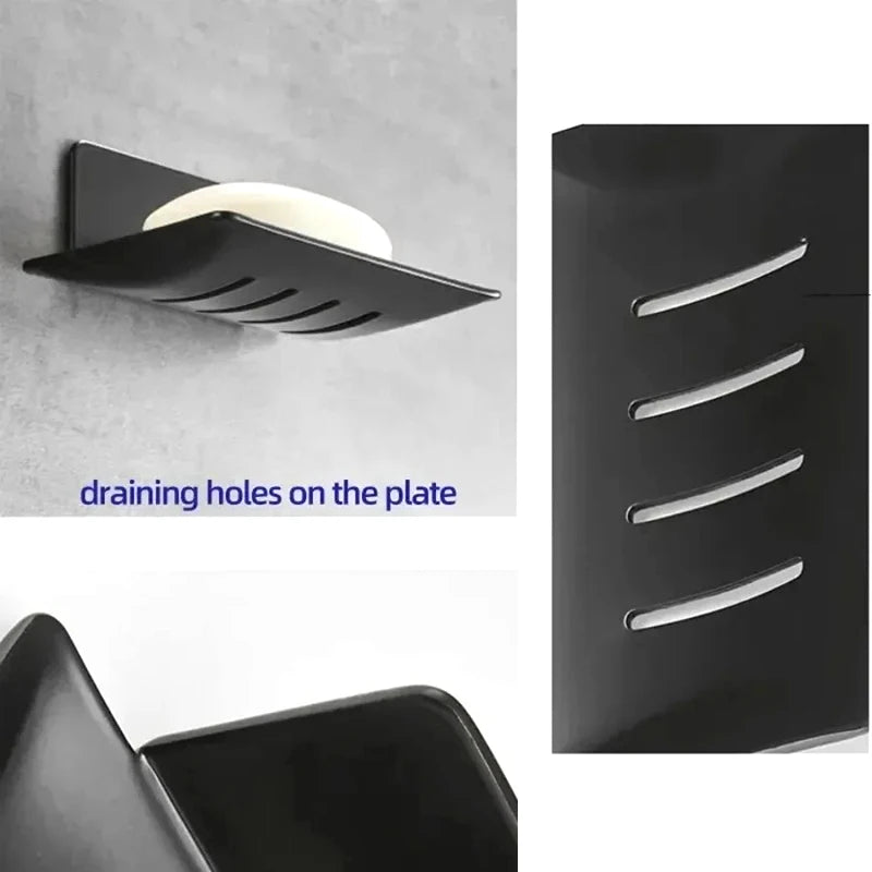 Wall Mounted Carbon Steel Soap Tray with Drainage – Black Soap Dish Holder Nixie