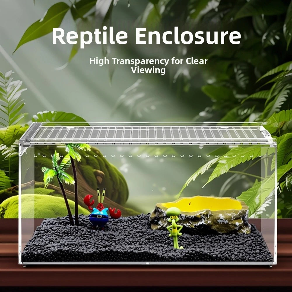 Transparent Acrylic Reptile Terrarium – Ventilated Lizard Habitat Reptile Terrarium Nixie