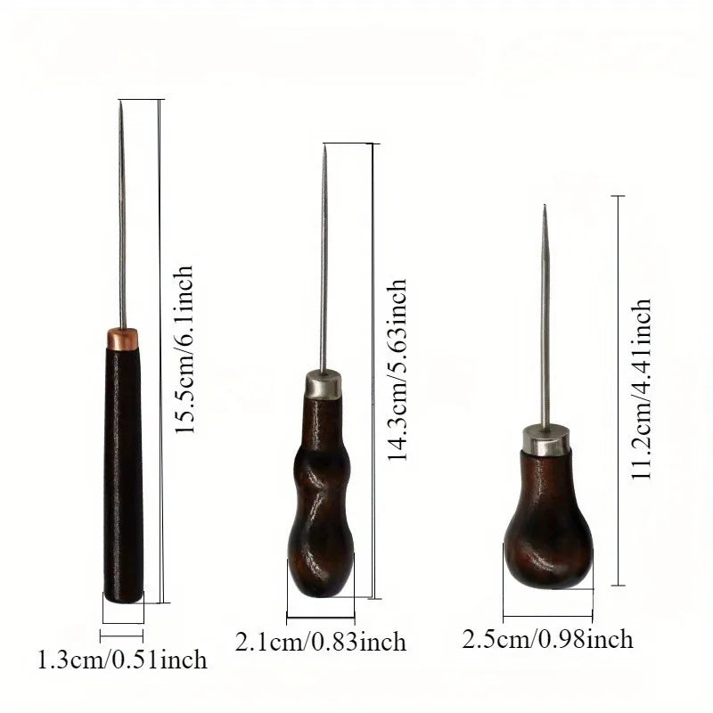 Sewing Awl Set Wooden Handle – Leather Craft & Shoe Repair Tool Leather Craft Awl Nixie