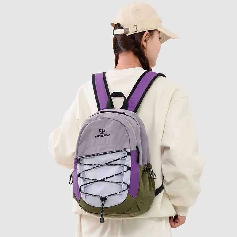 Japanese Minimalist Color-Block Backpack | Large Laptop Travel Bag Travel Backpack Nixie purple