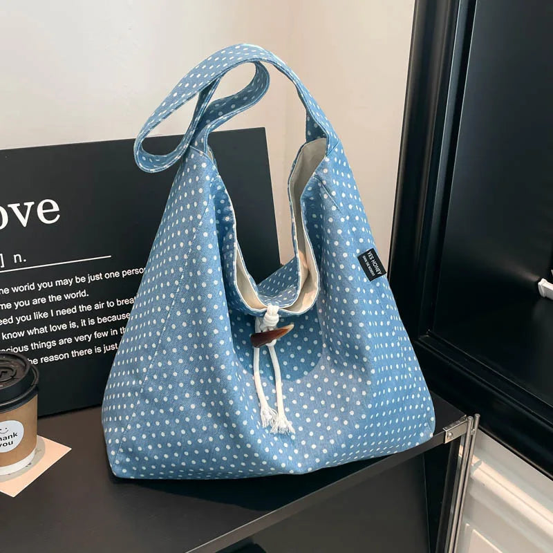 Korean Minimalist Star-Dot Tote Bag – Large Women's Shoulder Bag Women's Tote Bag Nixie