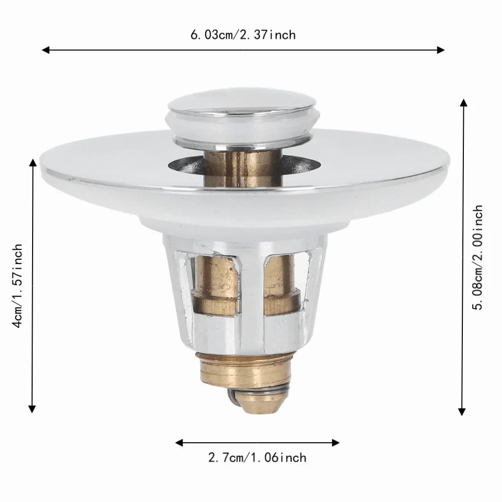 Push Button Sink Drain Stopper – Brass & Stainless Steel