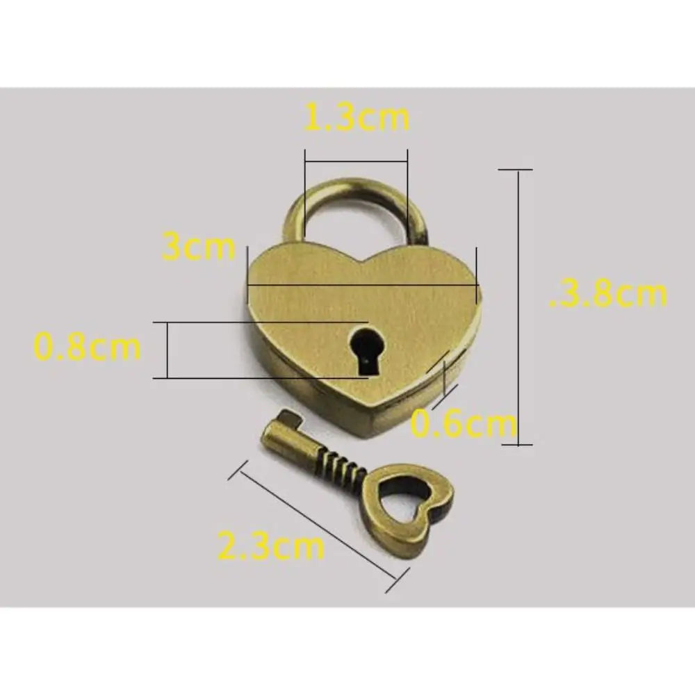 Vintage Heart Shape Mini Padlock – Antique Style Jewelry Box Lock Decorative Mini Padlock Nixie
