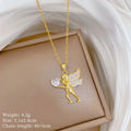 Cupid Pendant Necklace Women | Gold Stainless Steel Chain Pendant Necklace Nixie XL2606-666