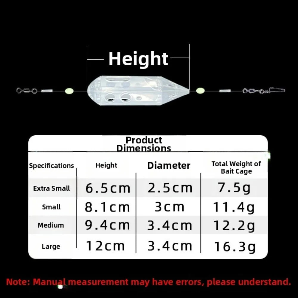 3pcs Luminous Rotating Swim Feeder Bait Cage Set S M L Swim Feeder Bait Cage Nixie XS-transparent