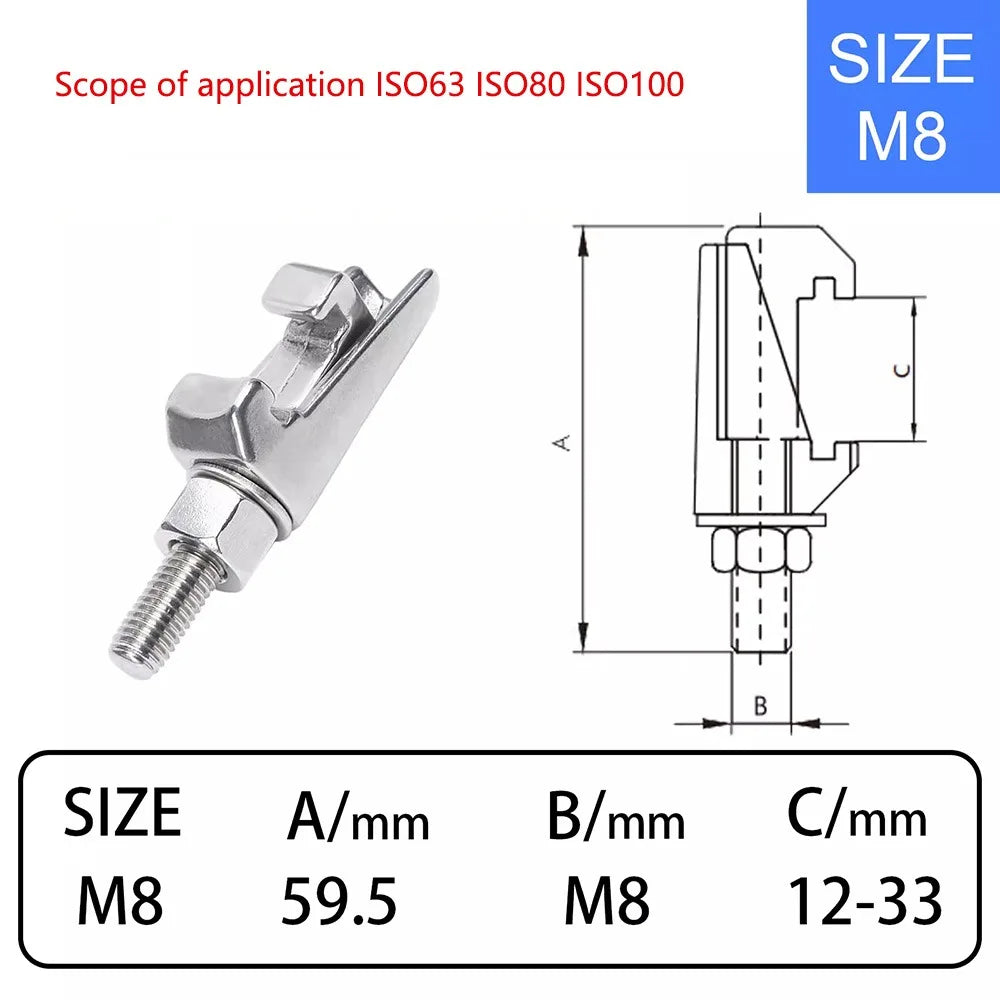 M8 M10 M12 ISO Double Claw Clamp 304 Stainless Vacuum Flange Vacuum Flange Clamp Nixie 1pcs M8