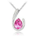 Water Drop Purple Crystal Glass Pendant Necklace | Nixie Crystal Pendant Necklace Nixie Pink