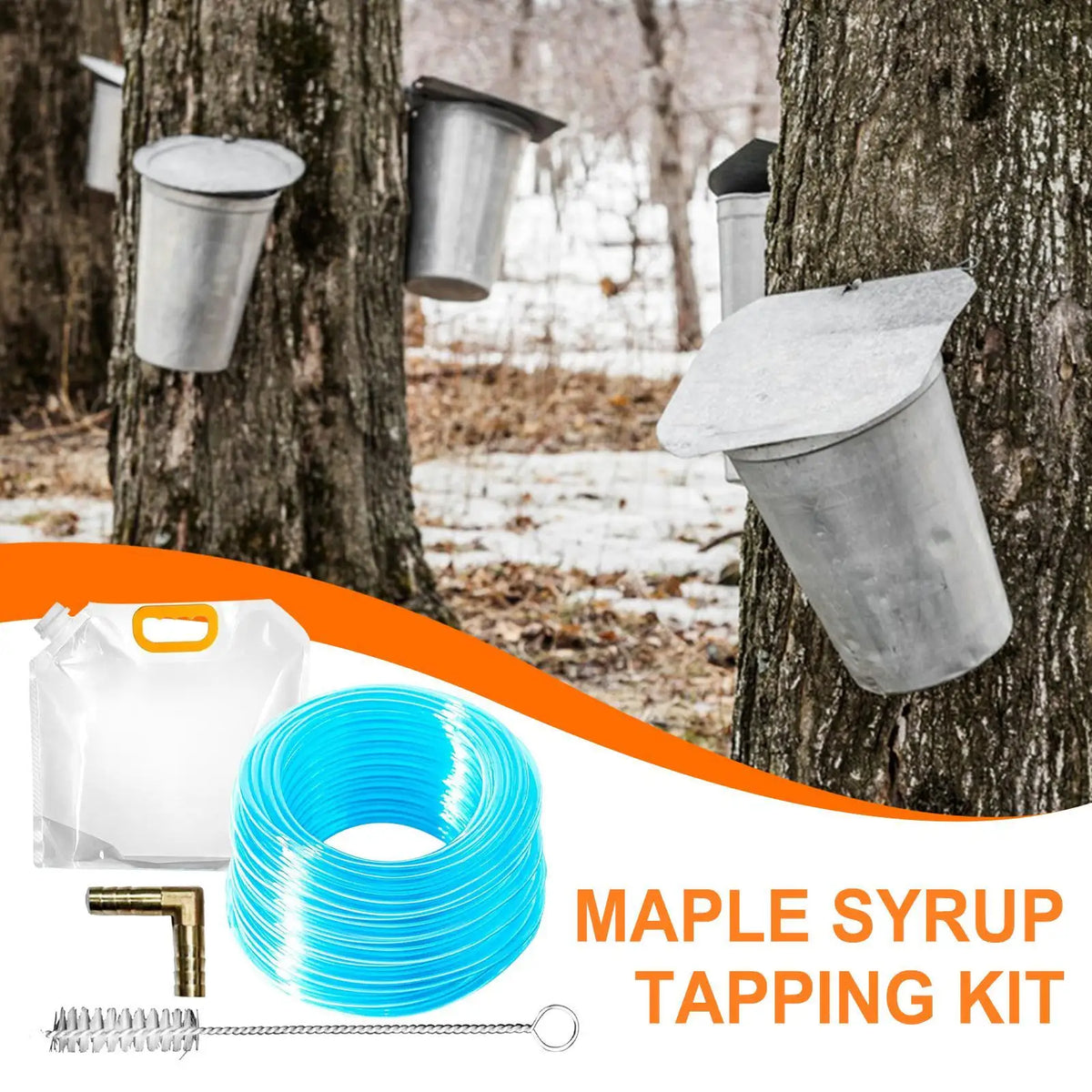 4-Piece Maple Syrup Tree Tapping Kit – Tubes, Bag & Brush