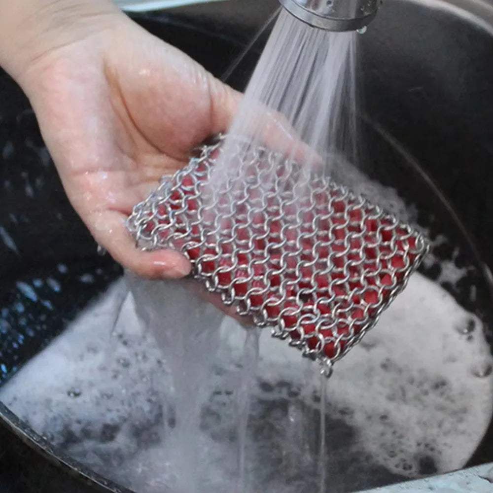 Stainless Steel Chainmail Scrubber for Cast Iron & Cookware Chainmail Scrubber Nixie