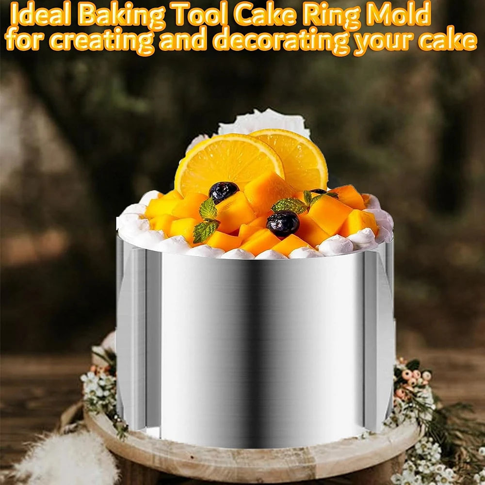 Adjustable Stainless Steel Round Cake Mold & Pastry Cutter