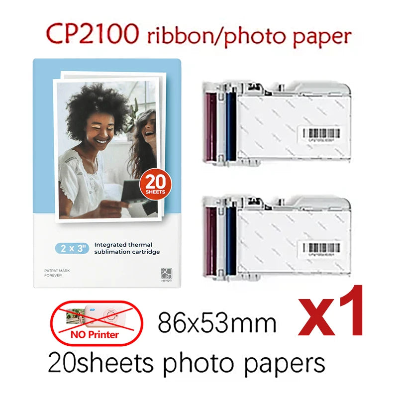HPRT CP2100 Photo Paper & Ribbon Pack – 2x3" 20 Sheets