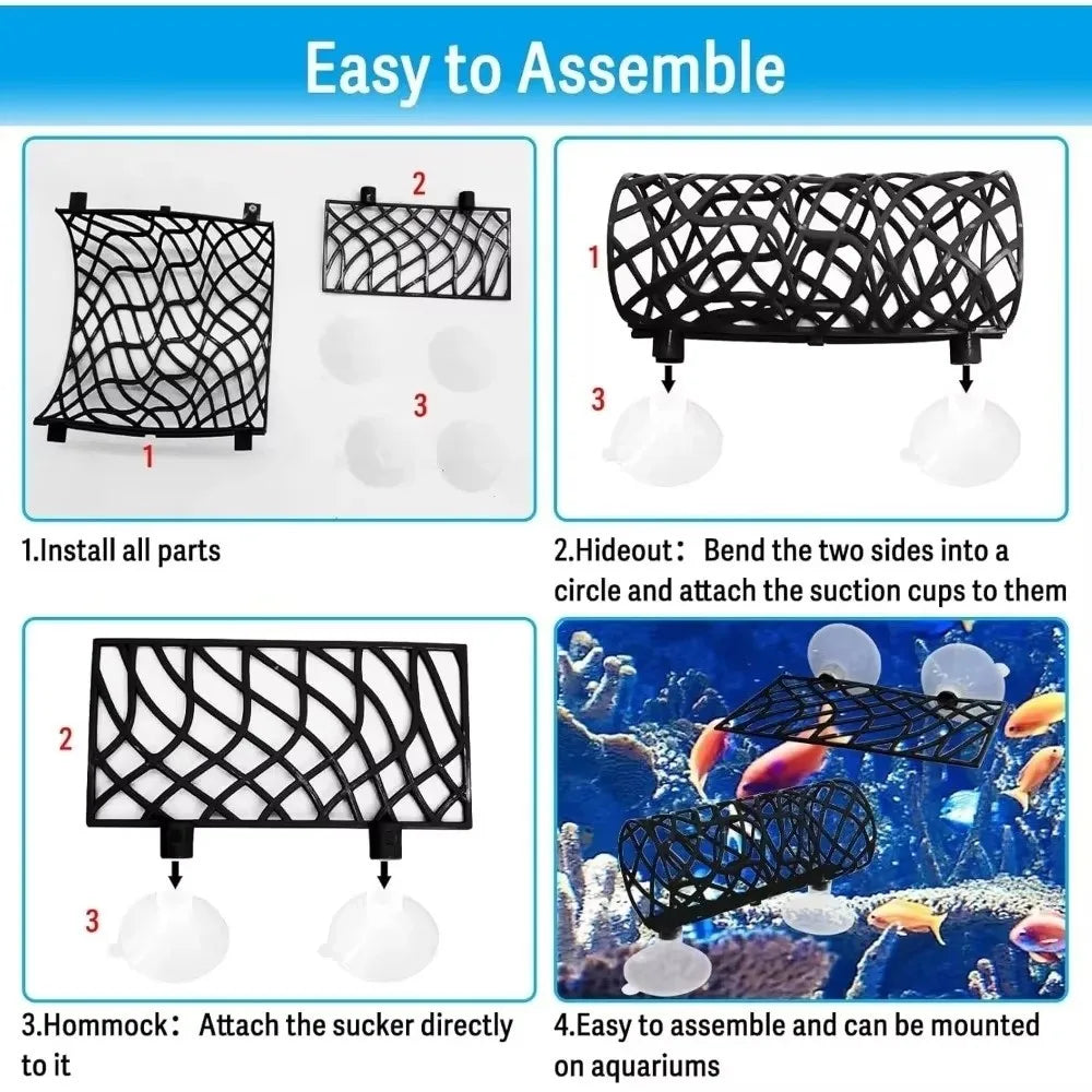 Betta Fish Hideout Cave Tunnel Aquarium Decoration + Suction Cup