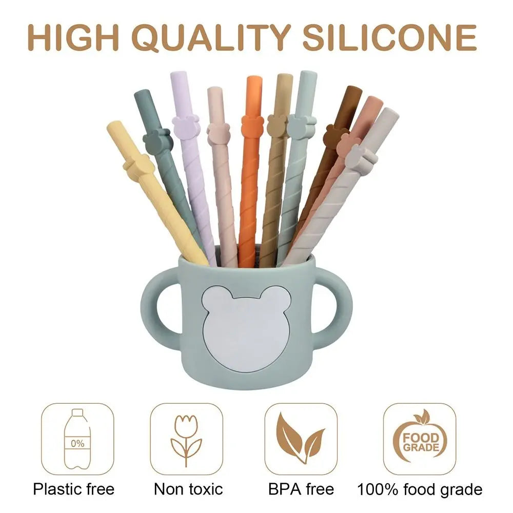 4-Pack Kids Food Grade Silicone Reusable Straws – Colorful Reusable Silicone Straws Nixie
