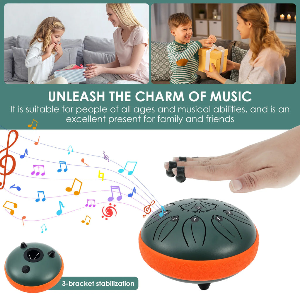 Steel Tongue Drum 11-Key Portable Hand Pan – Yoga & Meditation Hand Pan Drum Nixie
