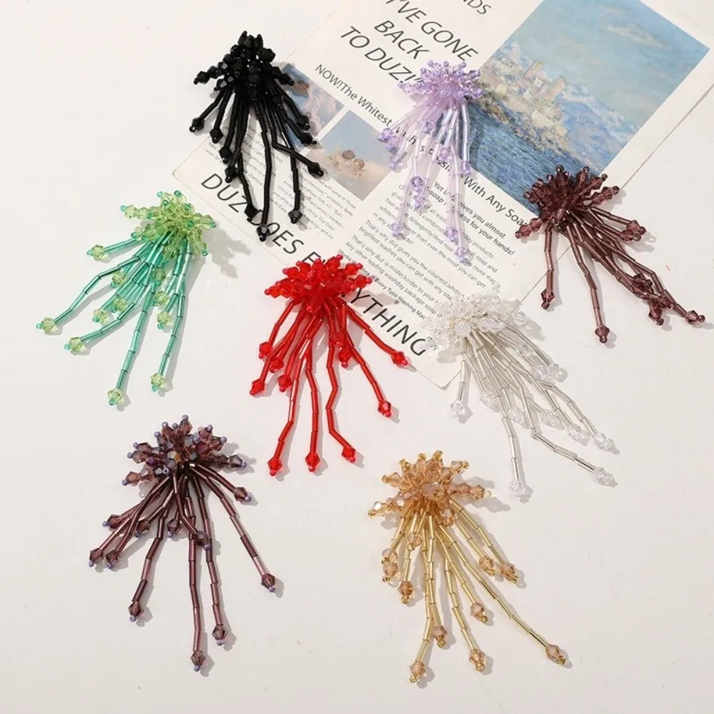 3D Crystal Beaded Flower Patch – Hand-Sewn Glass Bead Appliqué Beaded Flower Appliqué Nixie