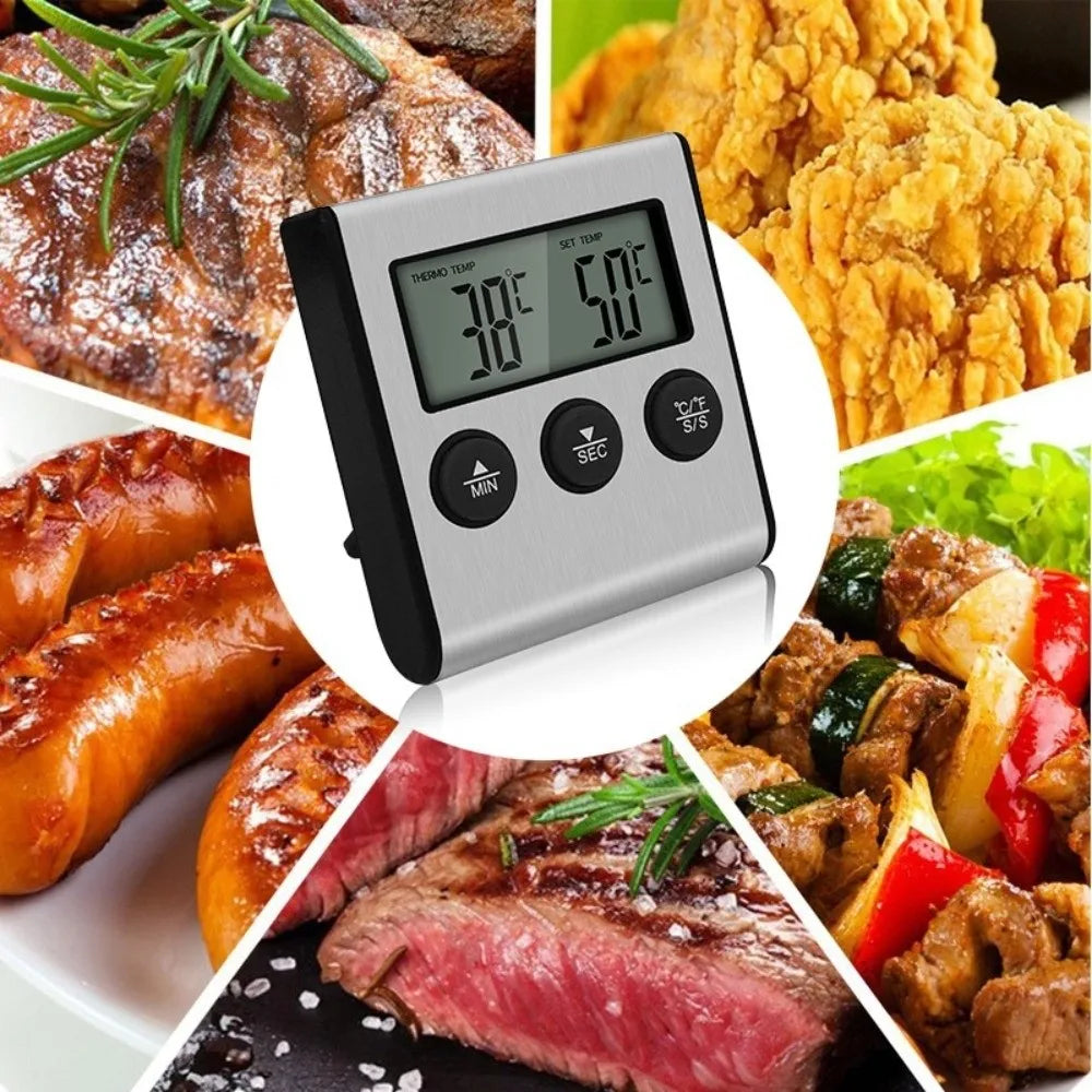 Wireless Probe Meat Thermometer with Timer & LCD Display