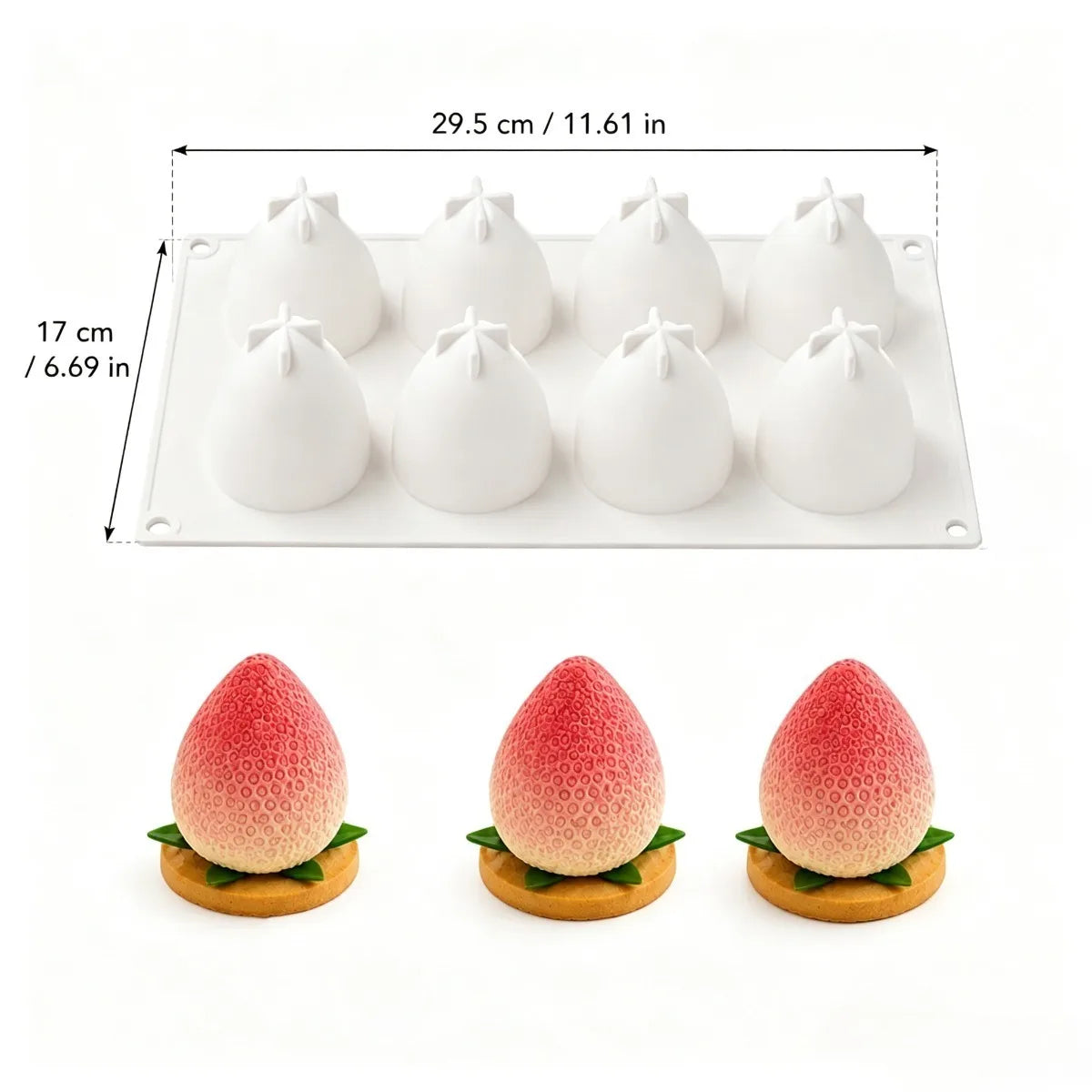3D Strawberry Silicone Mold – Non-Stick Dessert Baking Tray Silicone Baking Mold Nixie