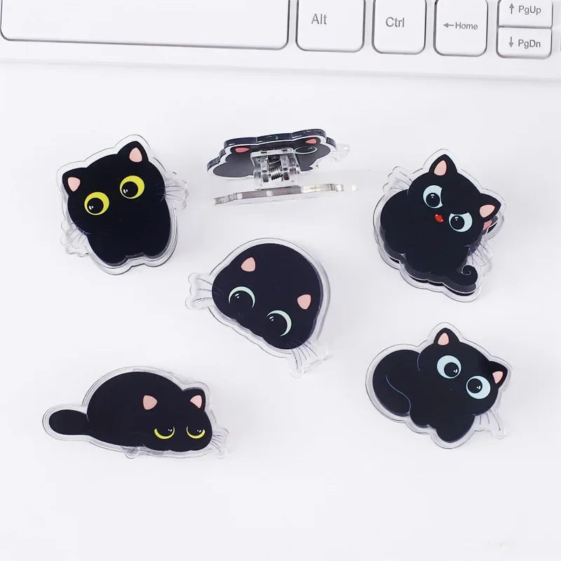 7 Cute Black Cat Acrylic Clips – Paper, Snack & Journal Clips Decorative Paper Clips Nixie