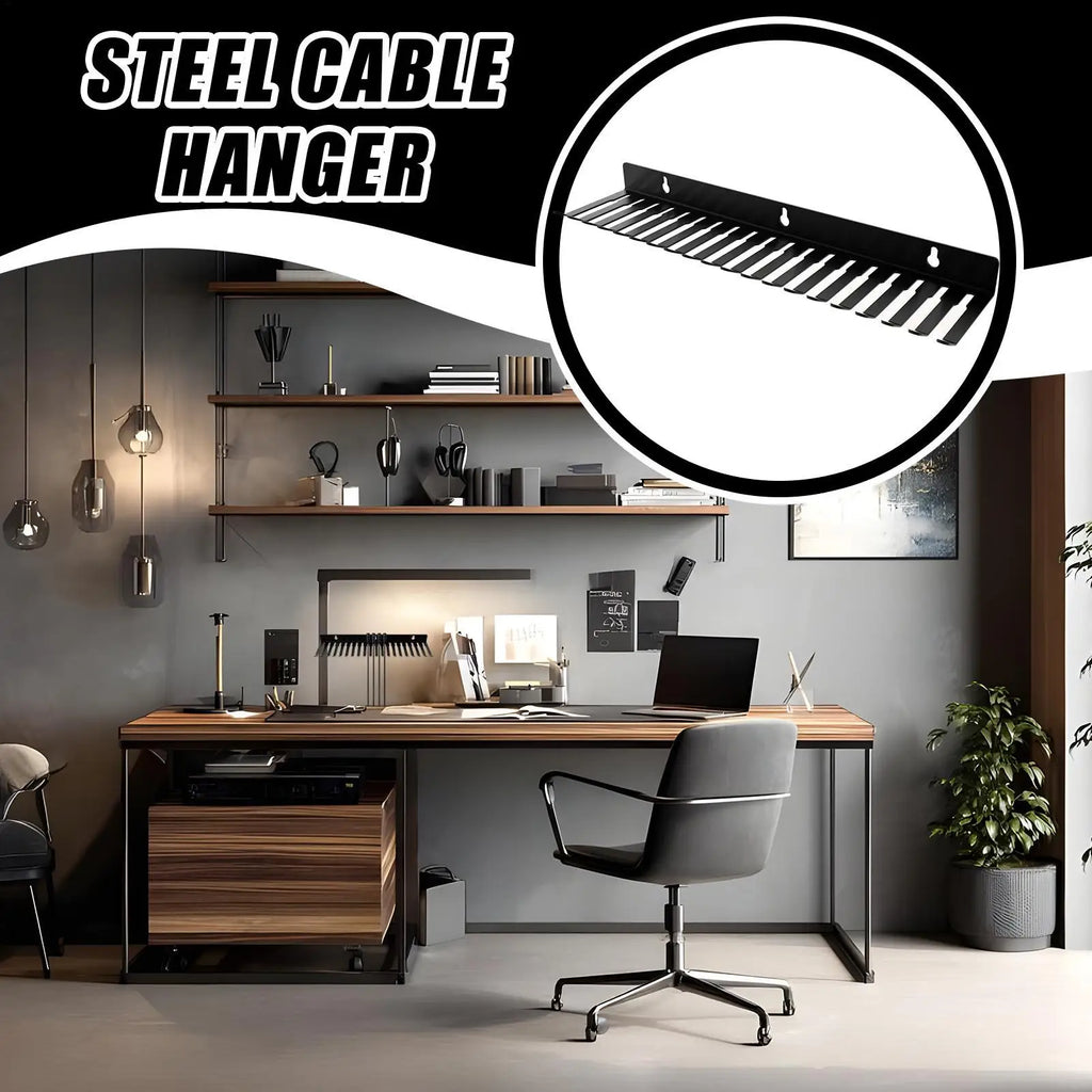 19-Slot Wall Mount Cable Hanger & Cord Organizer Rack