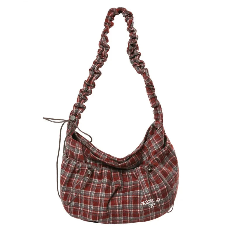 Vintage Plaid Crossbody Bag – Large Capacity Women's Shoulder Bag Crossbody Shoulder Bag Nixie