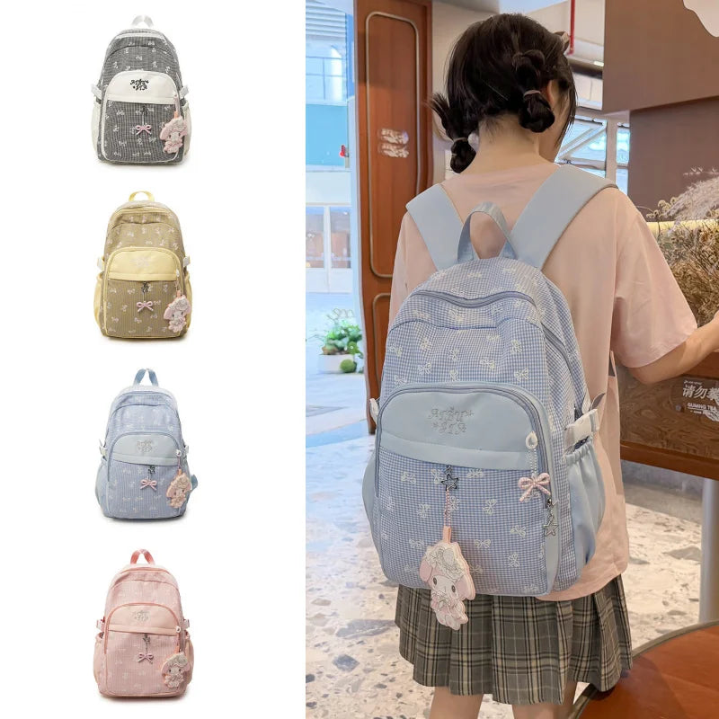 Teen Girls Bowknot Backpack – Lightweight Aesthetic School Bag Girls Fashion Backpack Nixie