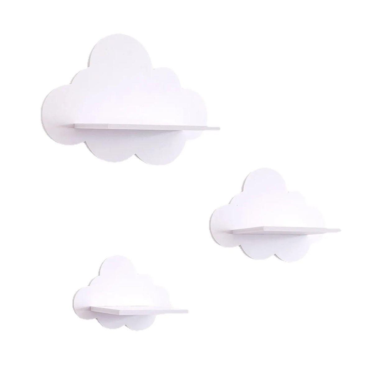 Cloud Shape Wooden Wall Shelf – Minimalist Wall-Mounted Rack Wall Mounted Shelf Nixie White M