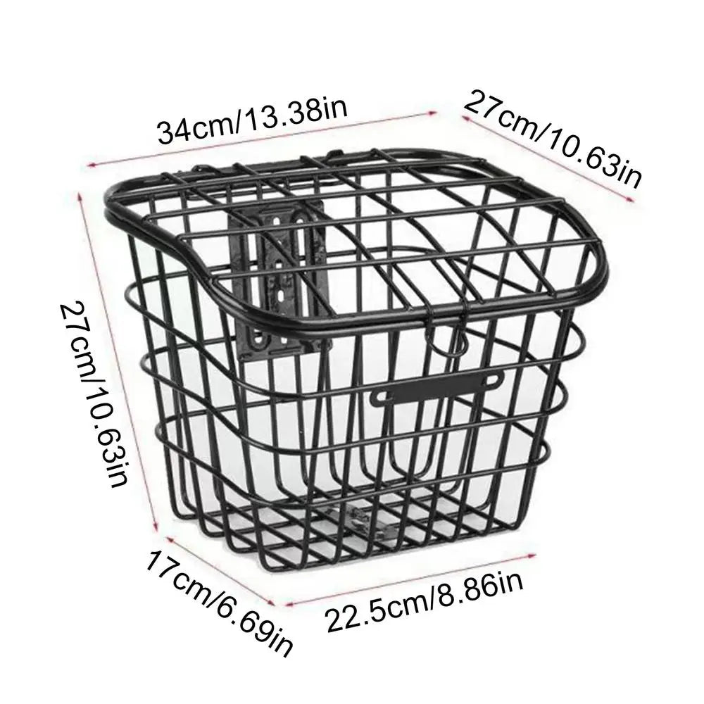 Bike Metal Mesh Basket with Lid & Detachable Bracket Bicycle Basket Nixie As show