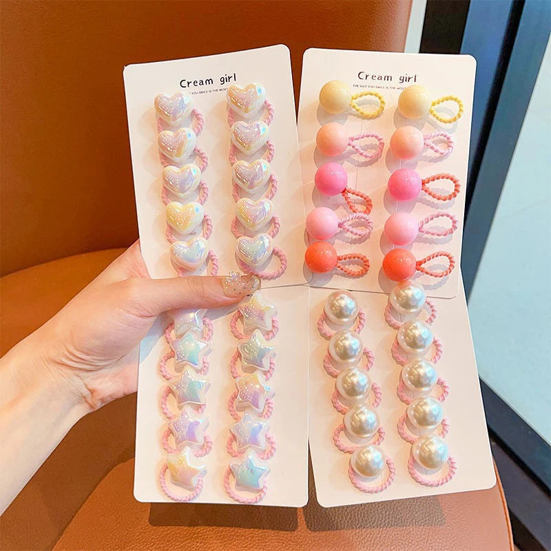 10-Piece Kids Elastic Hair Ties – Star, Heart & Round Styles Kids Hair Ties Nixie