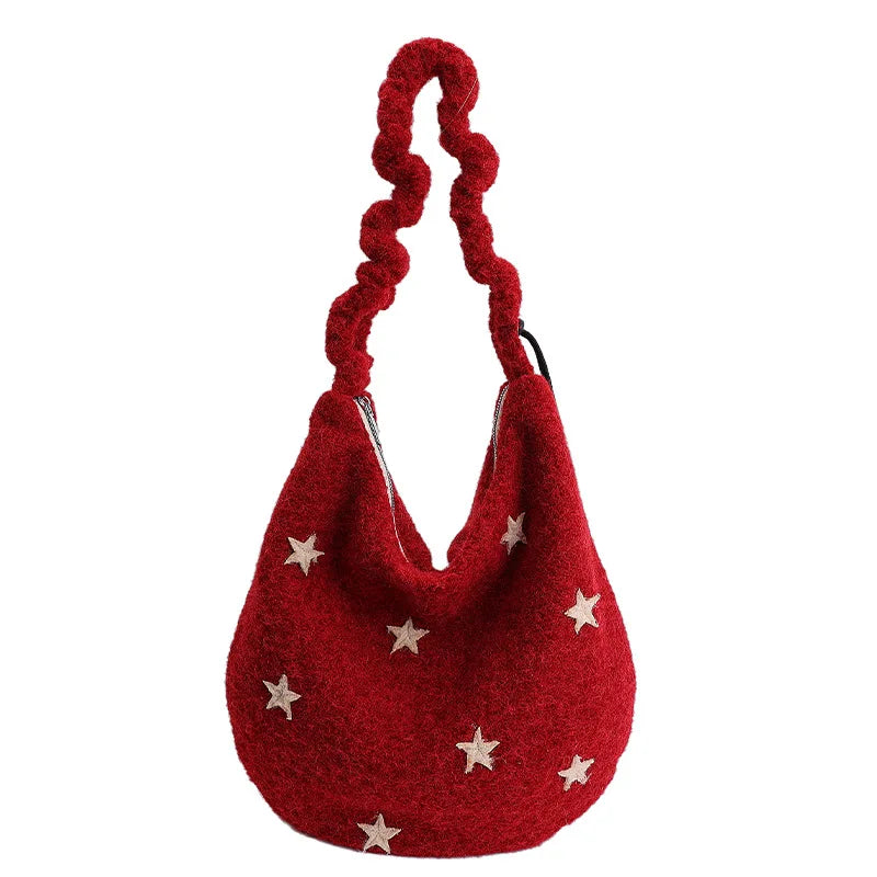Women's Plush Star Crossbody Bag – Large Capacity Shoulder Bag Crossbody Shoulder Bag Nixie Red Extra Large