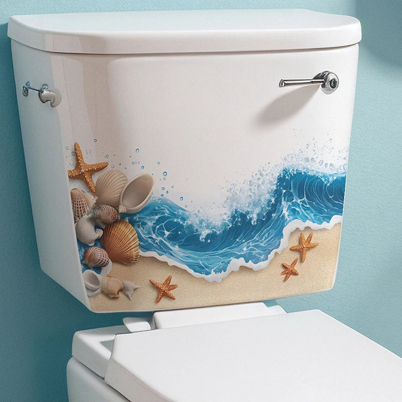 Ocean Shell Toilet Seat Waterproof Sticker – Coastal Décor Decorative Wall Sticker Nixie