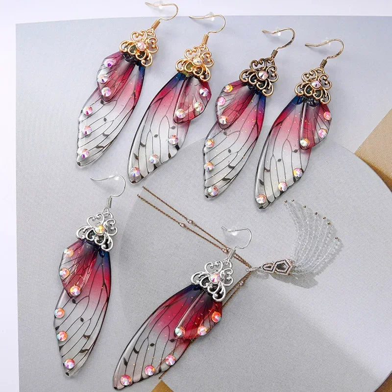 Crystal Butterfly Drop Earrings – Vintage Rainbow Wing Design Drop Earrings Nixie