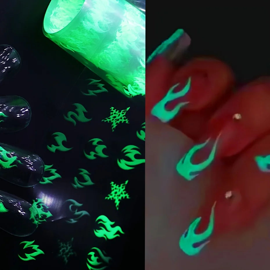 10 Rolls Neon Flame Nail Foil Transfer Stickers – Halloween Manicure Nail Foil Stickers Nixie