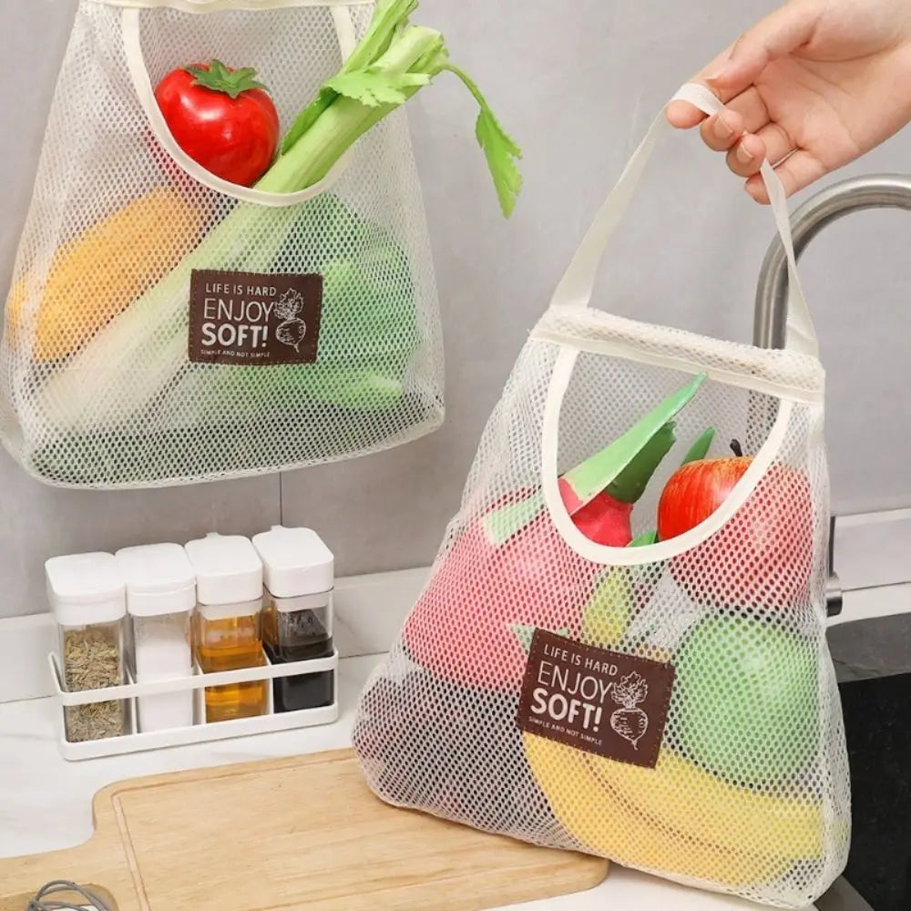 Hanging Mesh Net Storage Bag – Large Reusable Organizer
