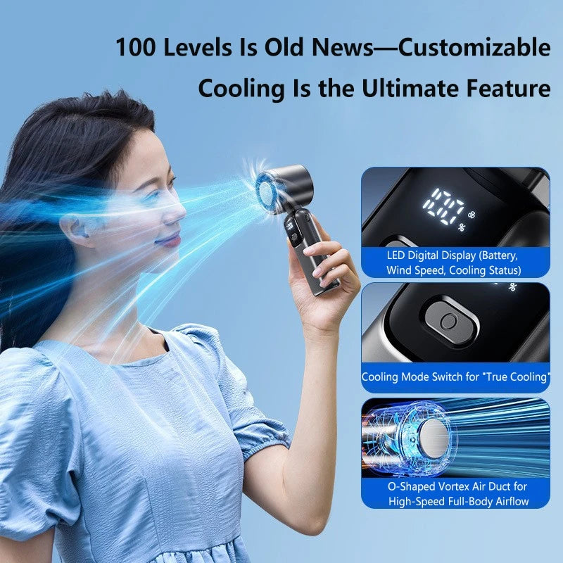 Portable Handheld Fan 100-Speed Foldable Rechargeable USB-C Handheld Portable Fan Nixie