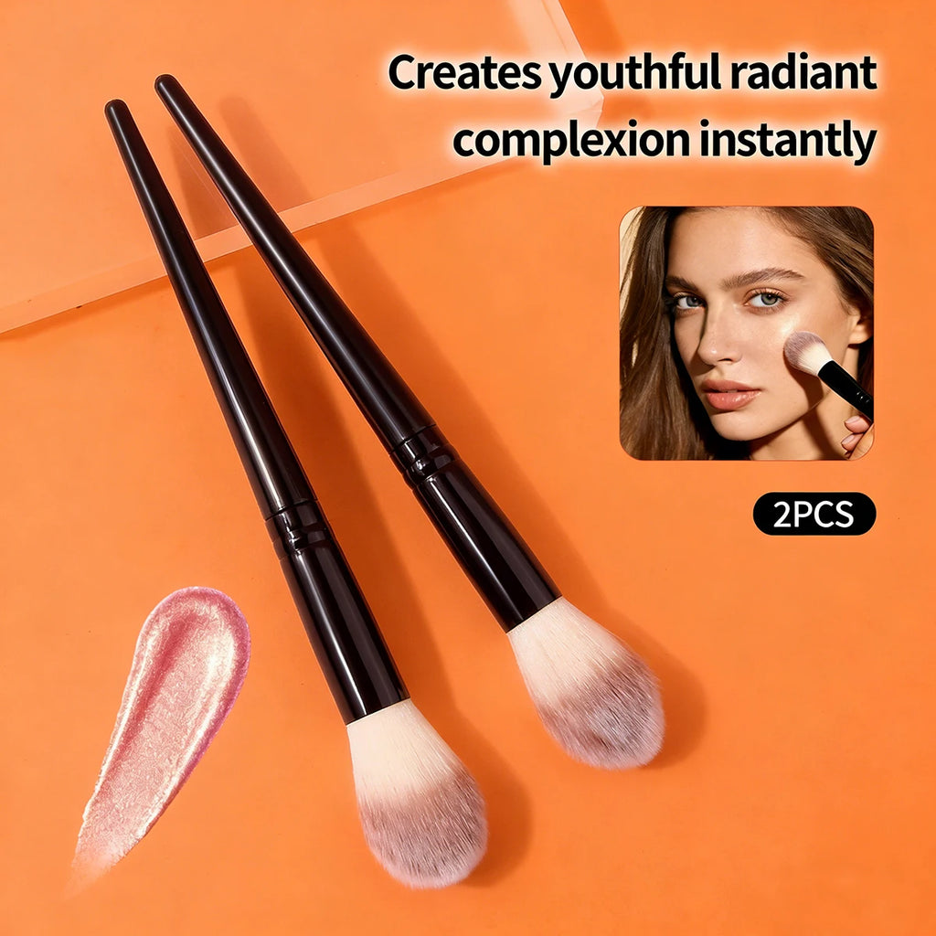 2-Pack Flame Shape Blush Highlighter & Contour Makeup Brushes Makeup Brush Set Nixie black