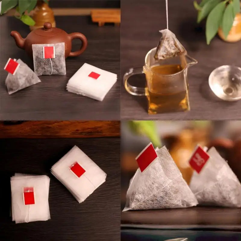 100Pcs Biodegradable Corn Fiber Empty Tea Bags with String Empty Tea Bags Nixie