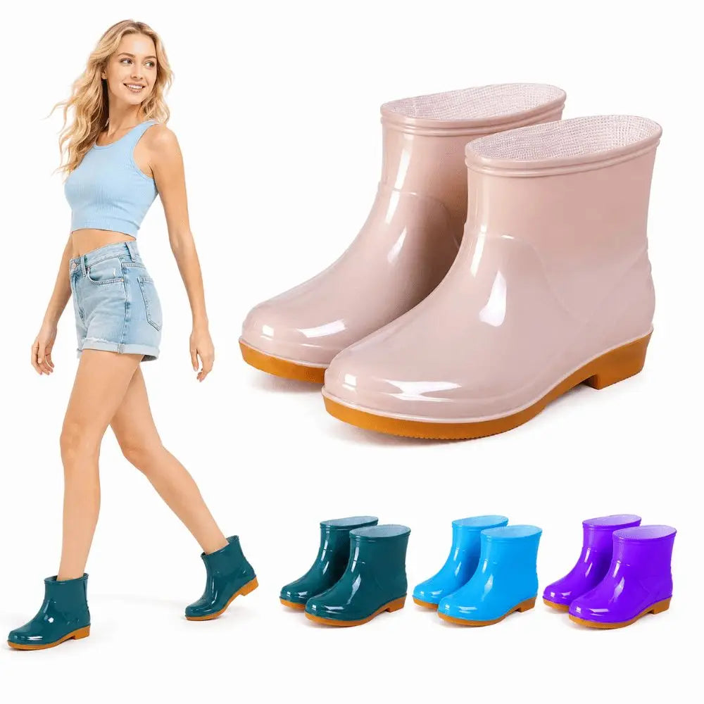 Women's Non-Slip Waterproof Short Rain Boots – Lightweight PVC Women's Rain Boots Nixie
