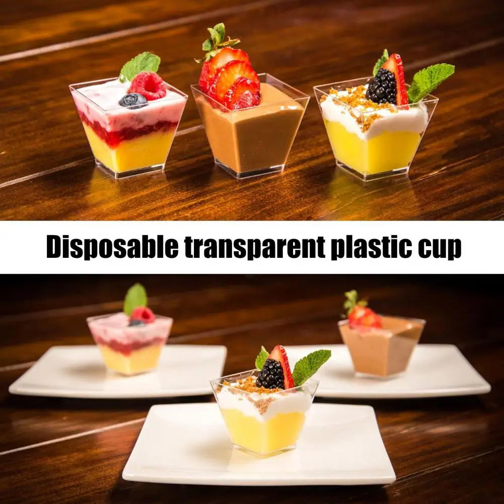 10pc Clear Disposable Plastic Mousse & Dessert Cups BPA-Free Disposable Dessert Cups Nixie