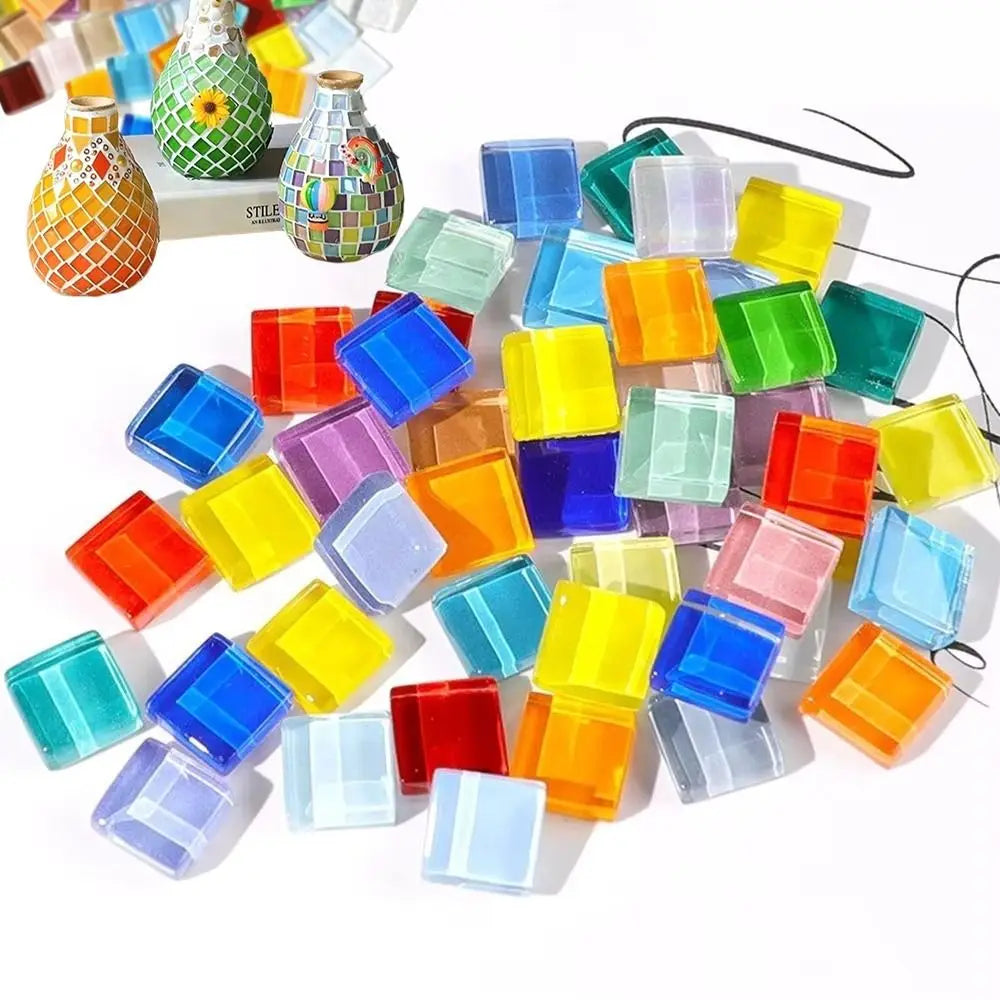 100/140PCS Glitter Glass Mosaic Tiles Square Crystal DIY Craft Mosaic Craft Tiles Nixie
