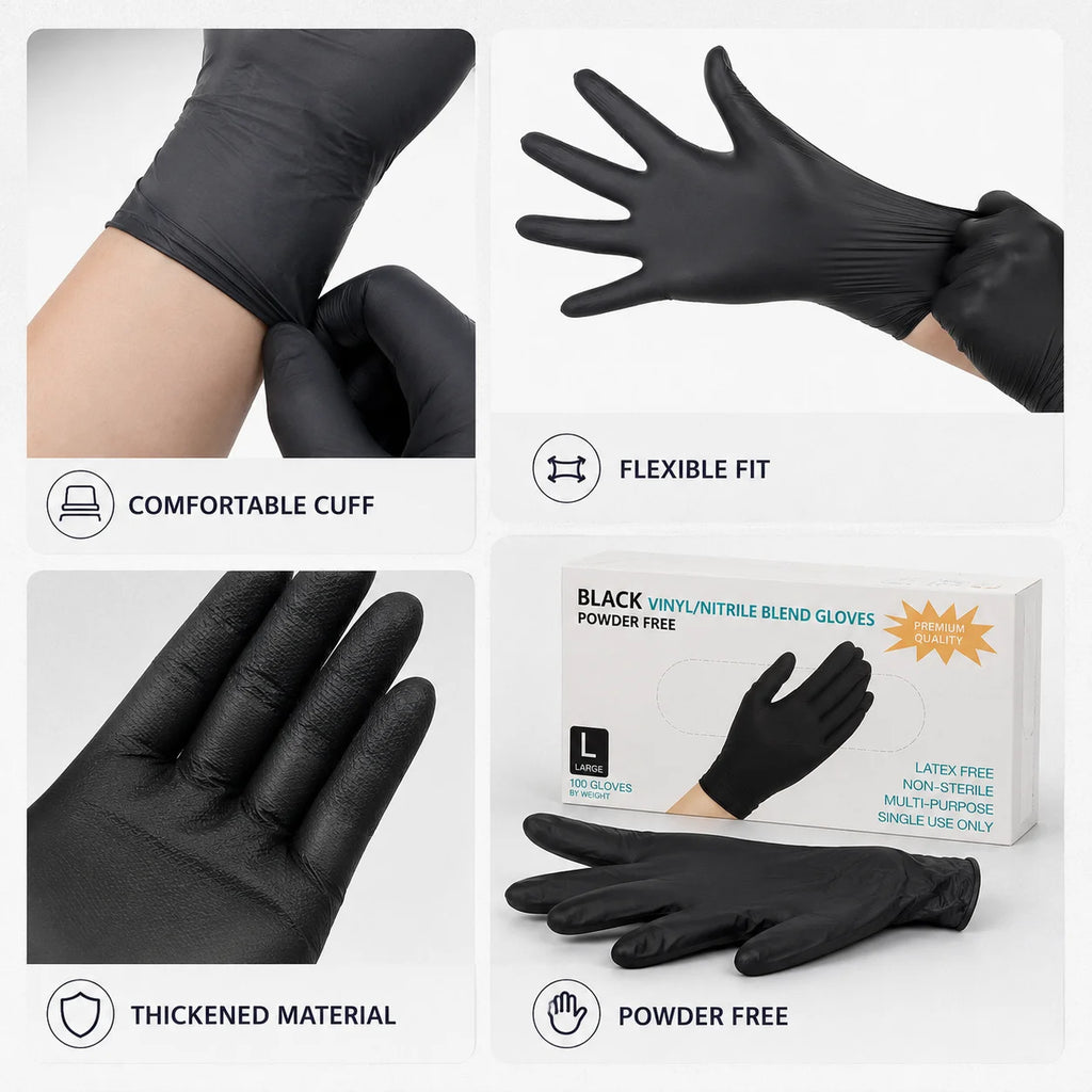 Disposable Black Nitrile Gloves – Latex Free | 10/50/100 PCS Disposable Nitrile Gloves Nixie