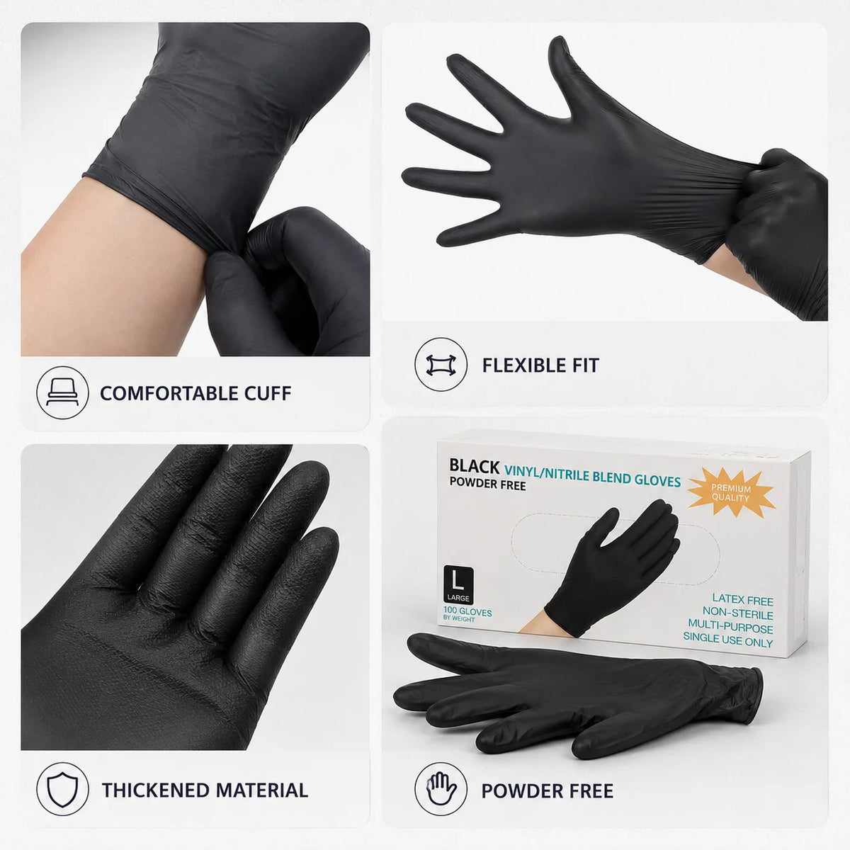 Disposable Black Nitrile Gloves – Latex Free | 10/50/100 PCS Disposable Nitrile Gloves Nixie
