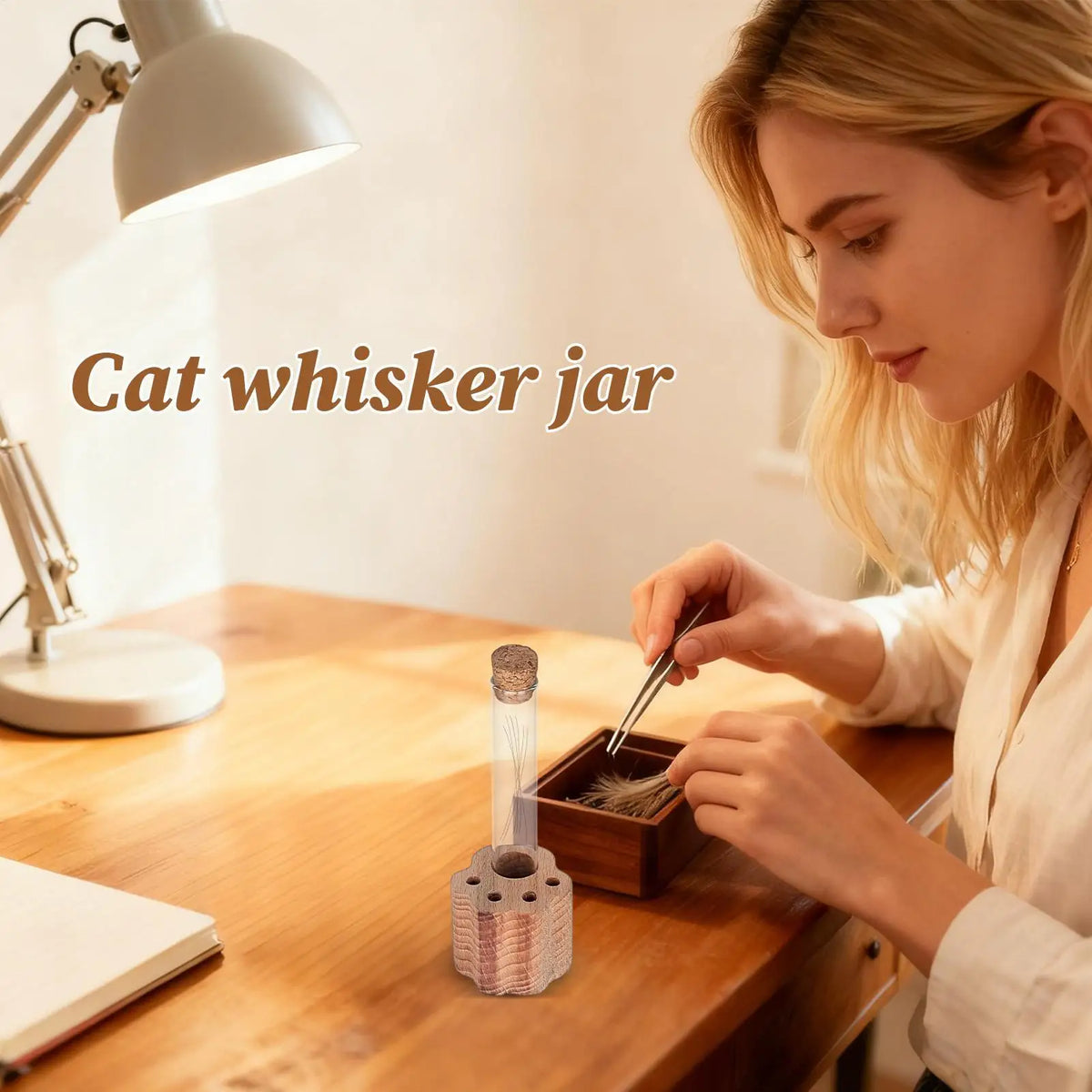 Glass & Wood Cat Whiskers Keeper Jar – Pet Keepsake Vase Pet Keepsake Vase Nixie