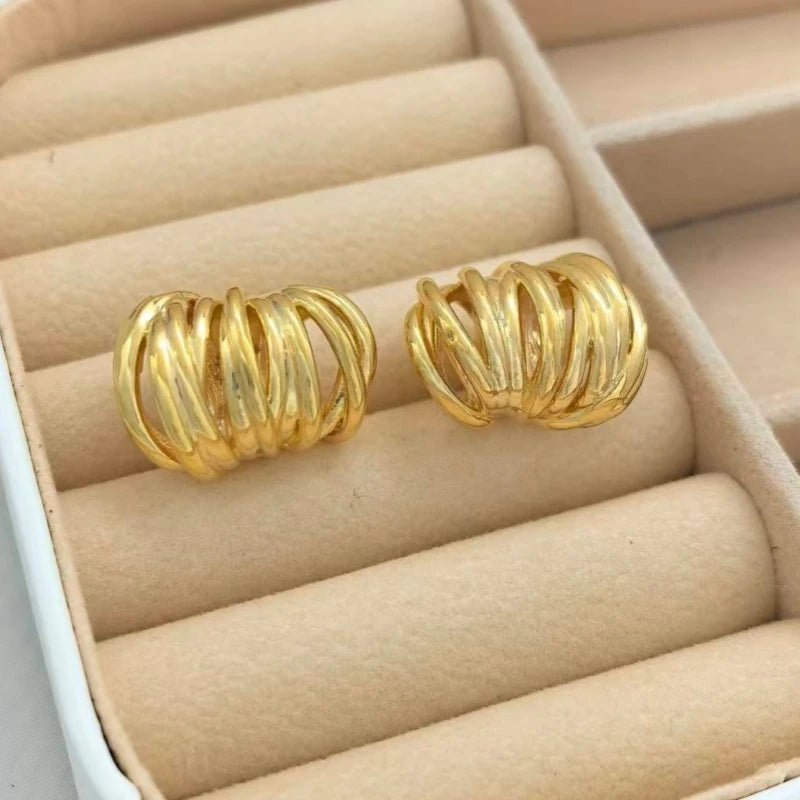Nixie Copper Hoop Earrings – Glossy Geometric Fashion Jewelry Hoop Earrings Nixie