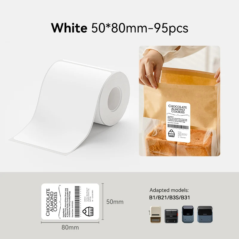 Niimbot Thermal Label Stickers – Waterproof & Oilproof Refills Thermal Label Refills Nixie White 5080